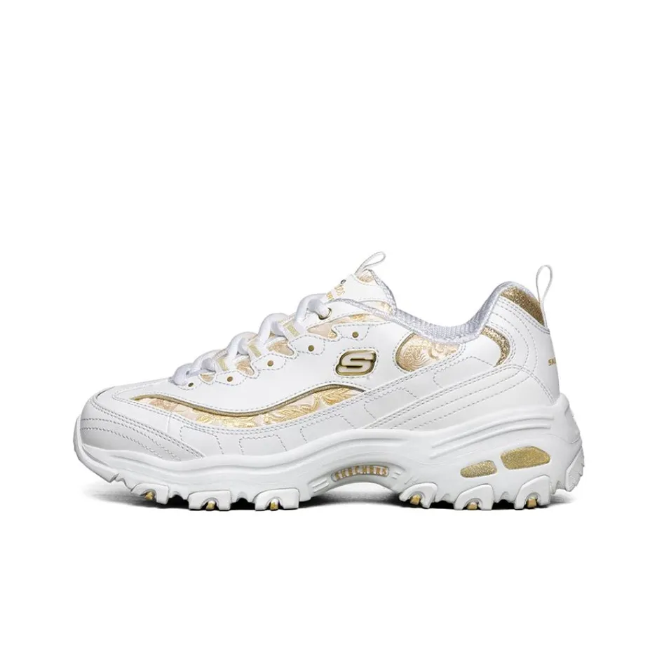 Skechers D'LITES 1,0 Low Топ Кэжуал Женские Белый Золотой