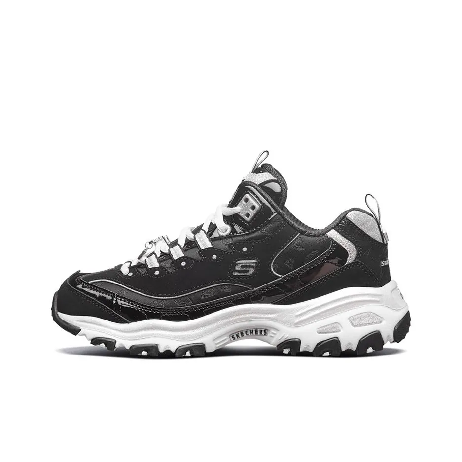 Skechers D'Lites Running Shoes Black/White/Gray Women's