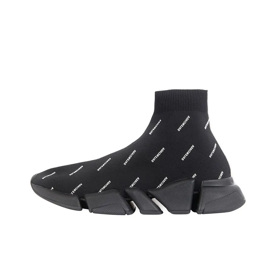 Balenciaga Speed Trainer 2.0 All Over Logo Black White Women's