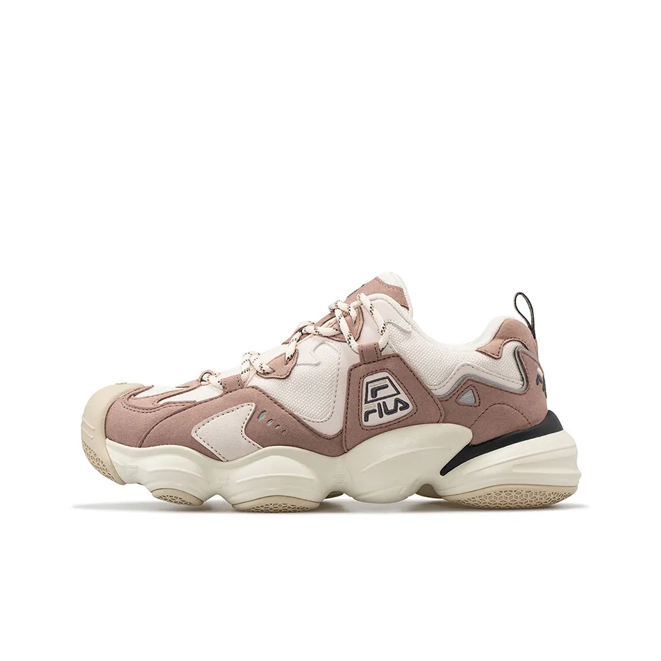 FILA FUSION Ugly Cushioning Anti Slip Wear Resistant Breathability Low Top Casual Shoes Women's Deer Powder