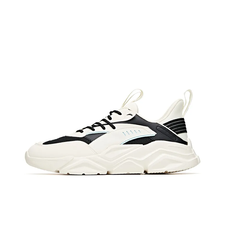 Anta Life Collection Cushioned Anti Slip Wear Resistant Breathable Lightweight Low Top Casual Shoes Men's Black White