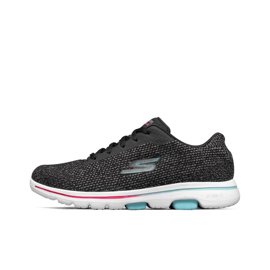 Skechers Go Walk 5 Sports Shoes Black/White/Green Women's