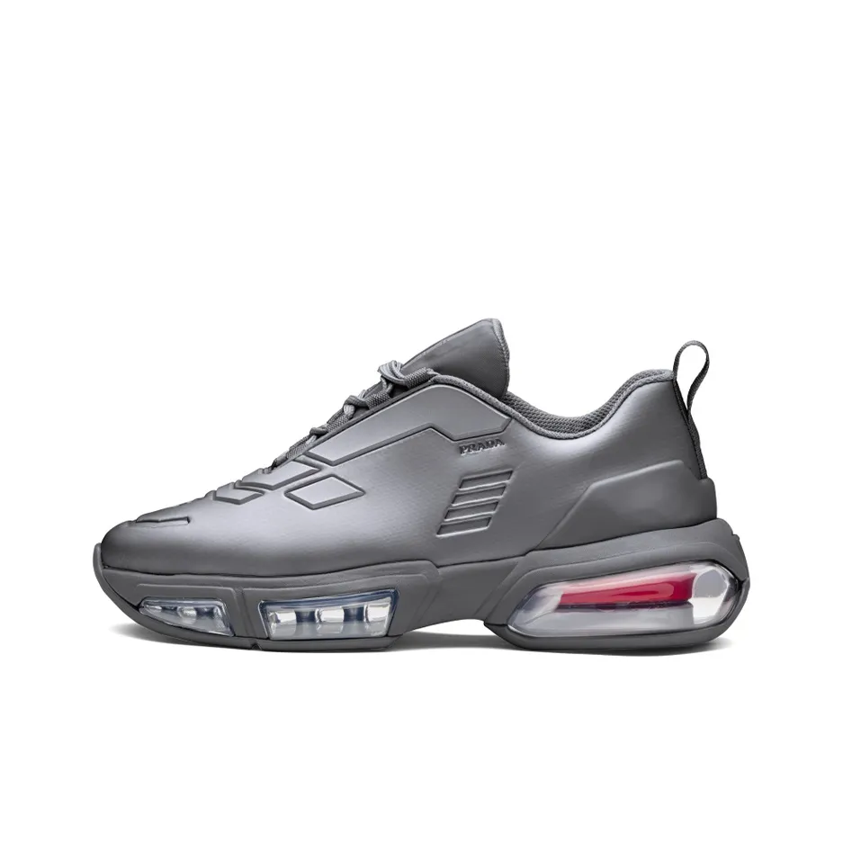 PRADA Collision Casual Shoes Women's Low Top Gray White Steel