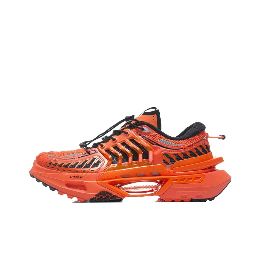 LINING Амортизация Устойчивость к истиранию Покрытие Поддержка Низкий Топ Casual Женский Черный и Оранжевый