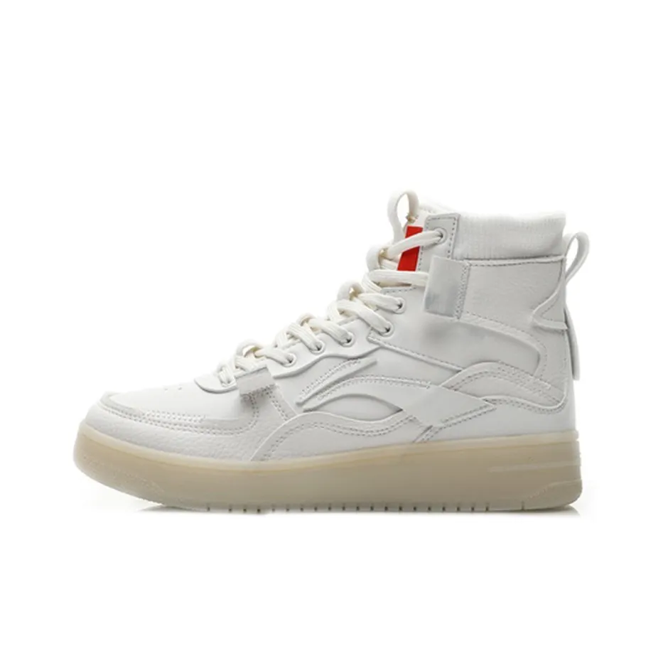 LiNing Амортизаторы Shock Slip-resistant Abrasion-resistant Высокий топ Спортивная повседневная обувь Женская Белая