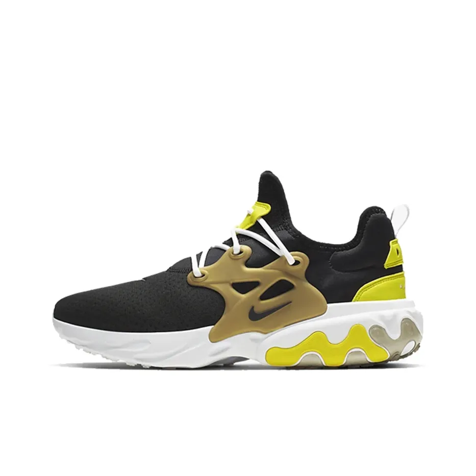 Nike React Presto Shock Absorbers Противоскользящий Низкий Топ Casual Мужской Черный Желтый