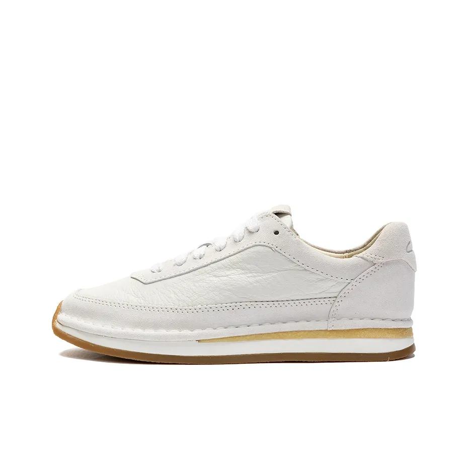 Clarks CraftRun Lace Low Top Sports Casual Shoes Women's White Light Gray