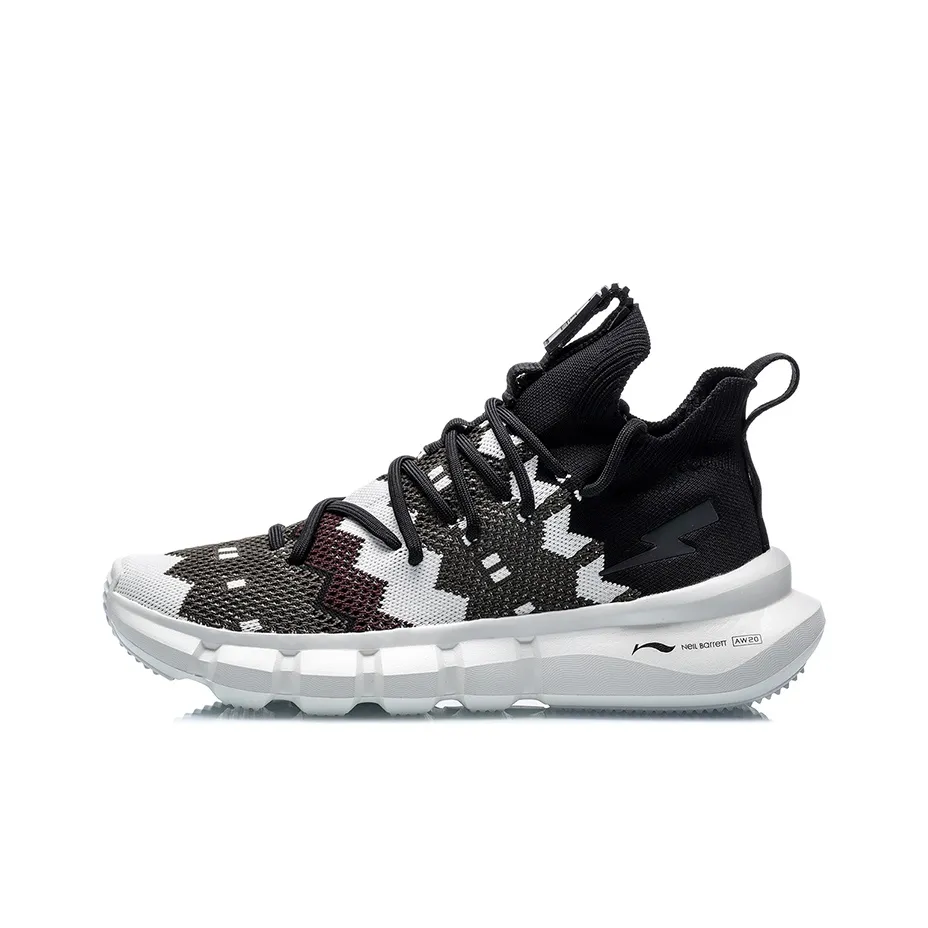 Neil Barrett X LiNing Essence 2.3 Vintage Basketball Shoes Men's Mid Top Black/White