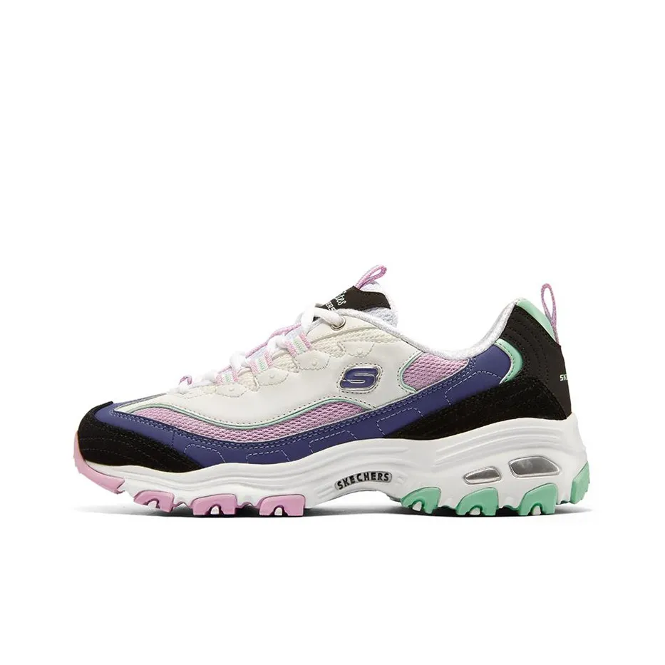 Skechers D'LITES 1.0 Low Top Casual Shoes Women's White Black Purple