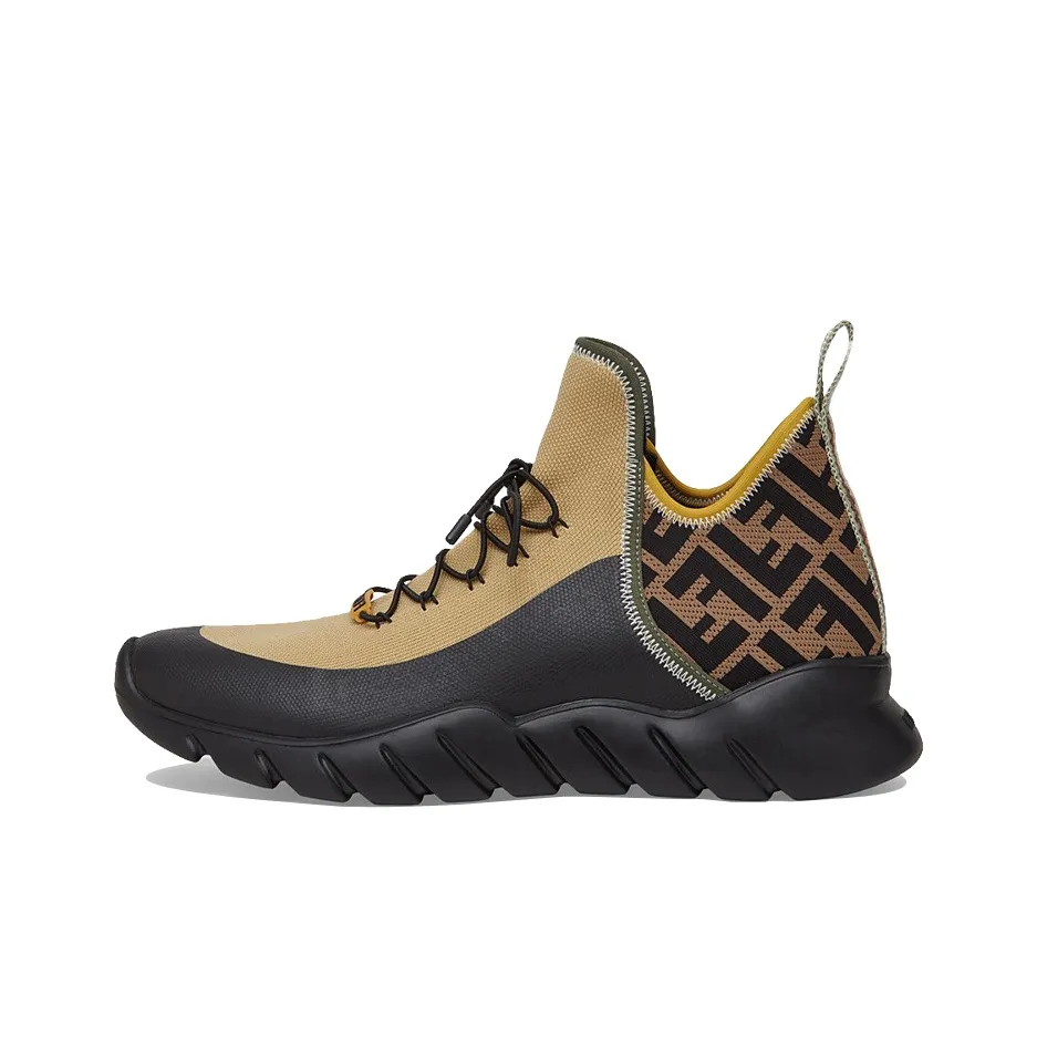 FENDI Casual Shoes Men Mid Top Brown Black