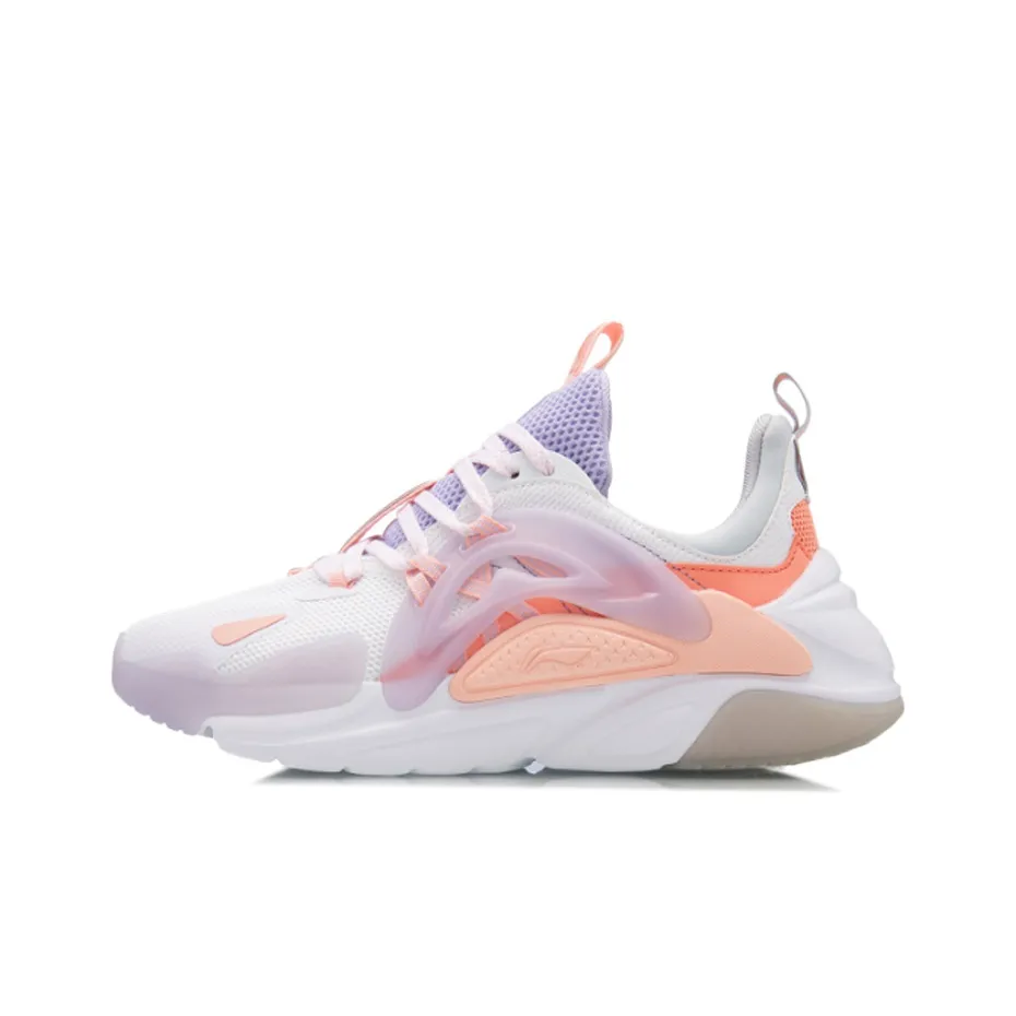 LINING Spark Нижнее белье Устойчивое к истиранию Низкий топ Спортивная повседневная обувь Женская Персиково-розовый Оранжевый