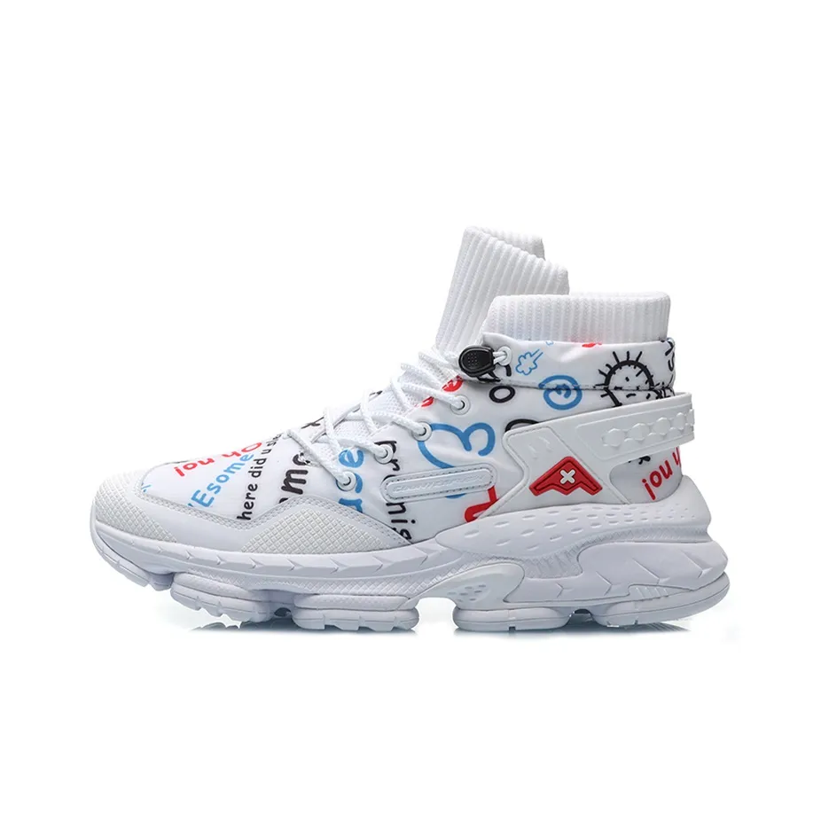 LINING CF Countflow AMMO Шокабассеры Устойчивый к истиранию Высокий Топ Повседневный Мужской Белый Красный Синий