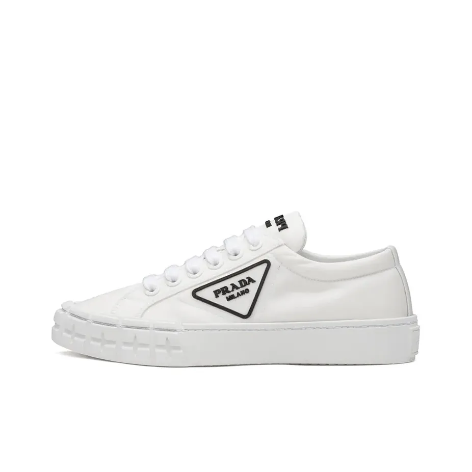 PRADA Wheel Re-Nylon Non-slip Lightweight Low-Top Athletic Shoes Women's White