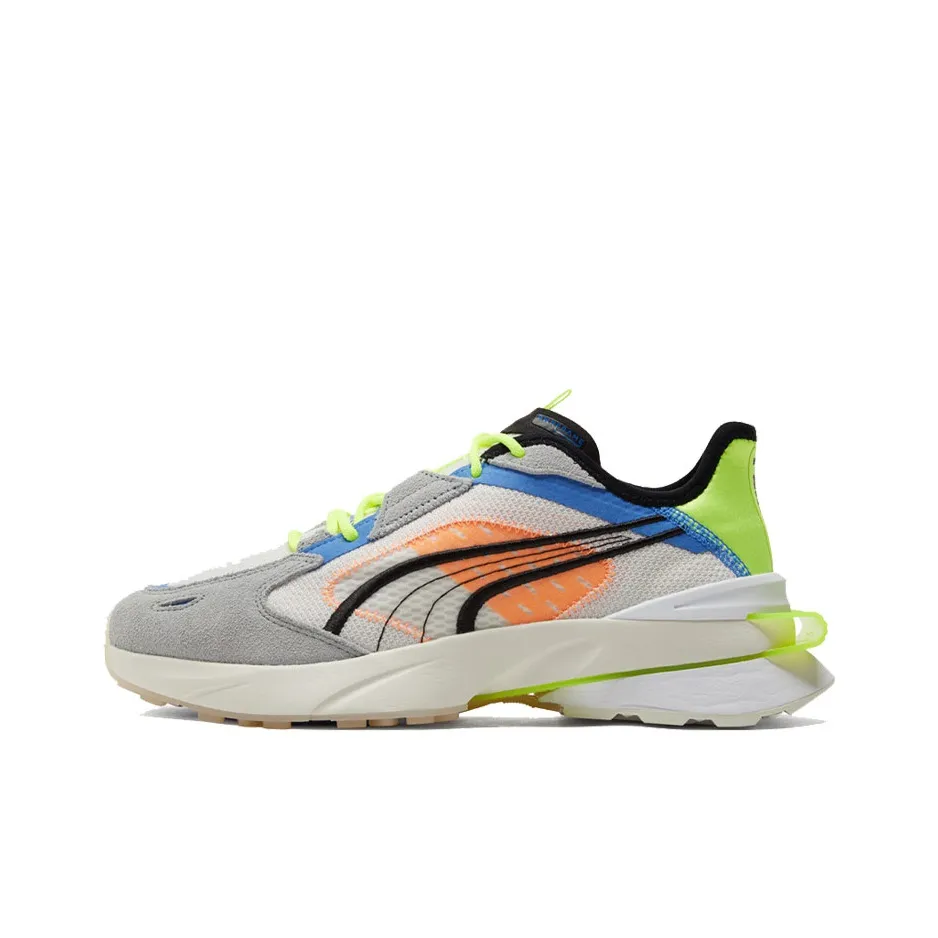 PUMA Pwrframe Op 1 Абстрактный Амортизация Износостойкий Низкий Топ Повседневная Обувь Унисекс Бежевый Серый Синий Многоцветный