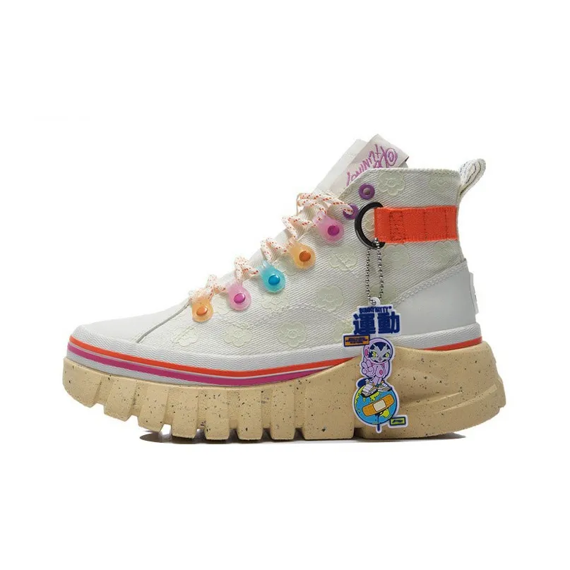 Persue x LINING Волна Высокий Топ Повседневный Женский Ванильный Белый