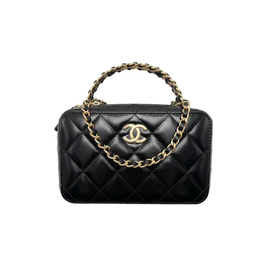 CHANEL Cow Leather Camera Bag, Chain Bag, Handbag, Shoulder Bag, Crossbody Bag Women's Black
