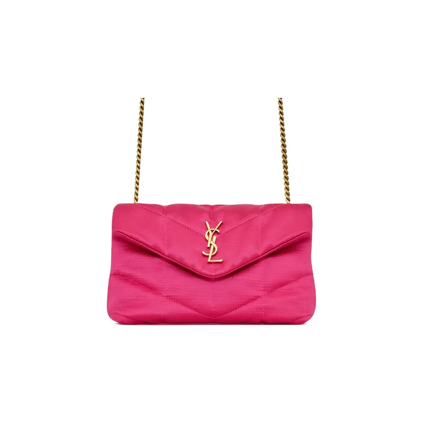 SAINT LAURENT PUFFER Polyamide, Cotton Portable Crossbody Bag, Shoulder Bag Women's Guava Pomegranate Pink