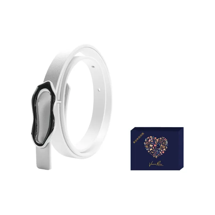 VERENA REINE Элегантный Нерегулярный Ремешок с Пряжкой Коровья Кожа Унисекс Белый 1,5 см