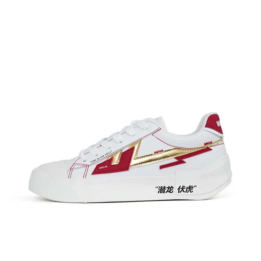 CHUANYUEHUOXIAN CF x Warrior противоскользящие устойчивые к истиранию низкие кроссовки для скейтбординга унисекс белые и красные