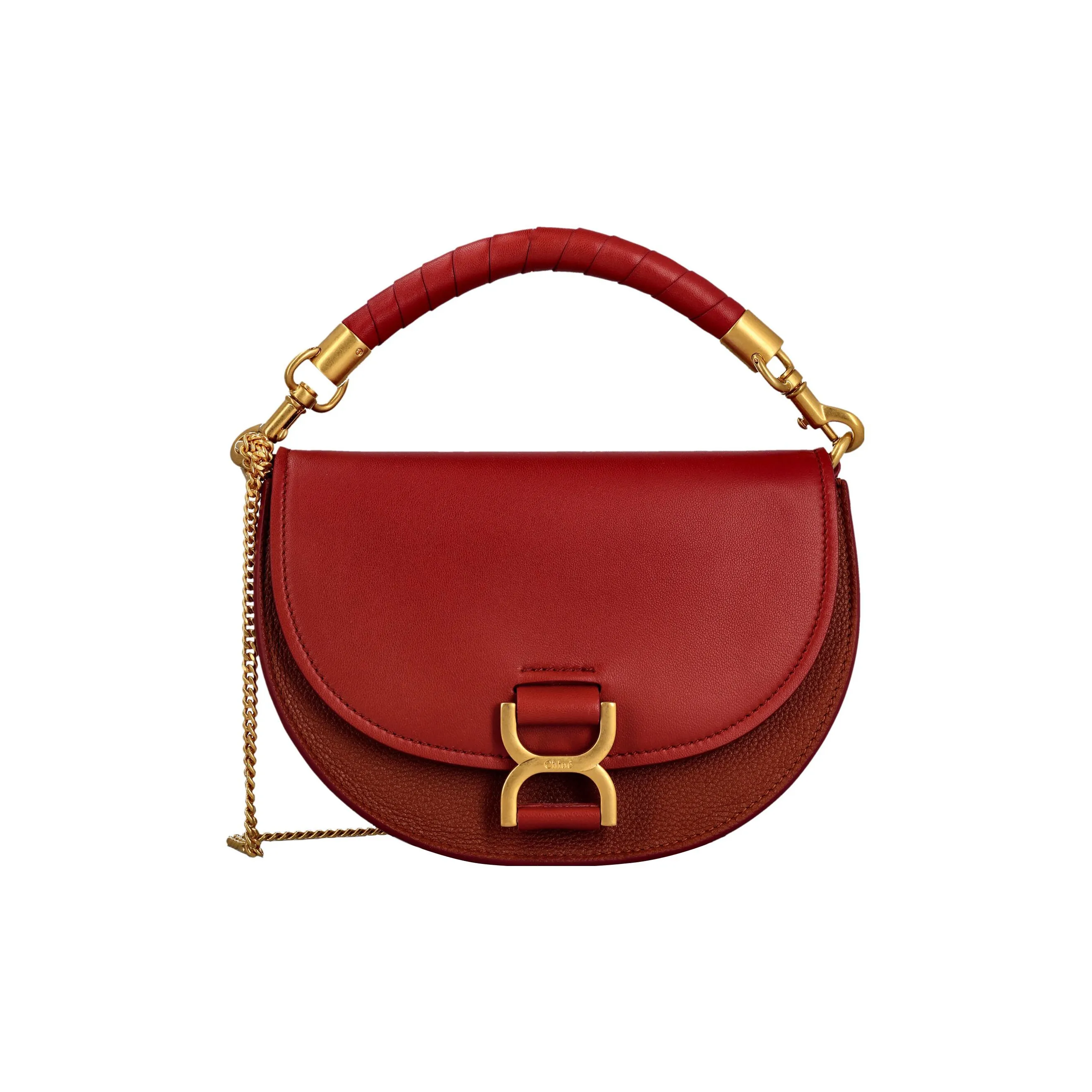 Chloe Marcie Nappa Lambskin With Grain Calfskin And Suede Shoulder Bag, Crossbody Bag, Handbag Women's Red