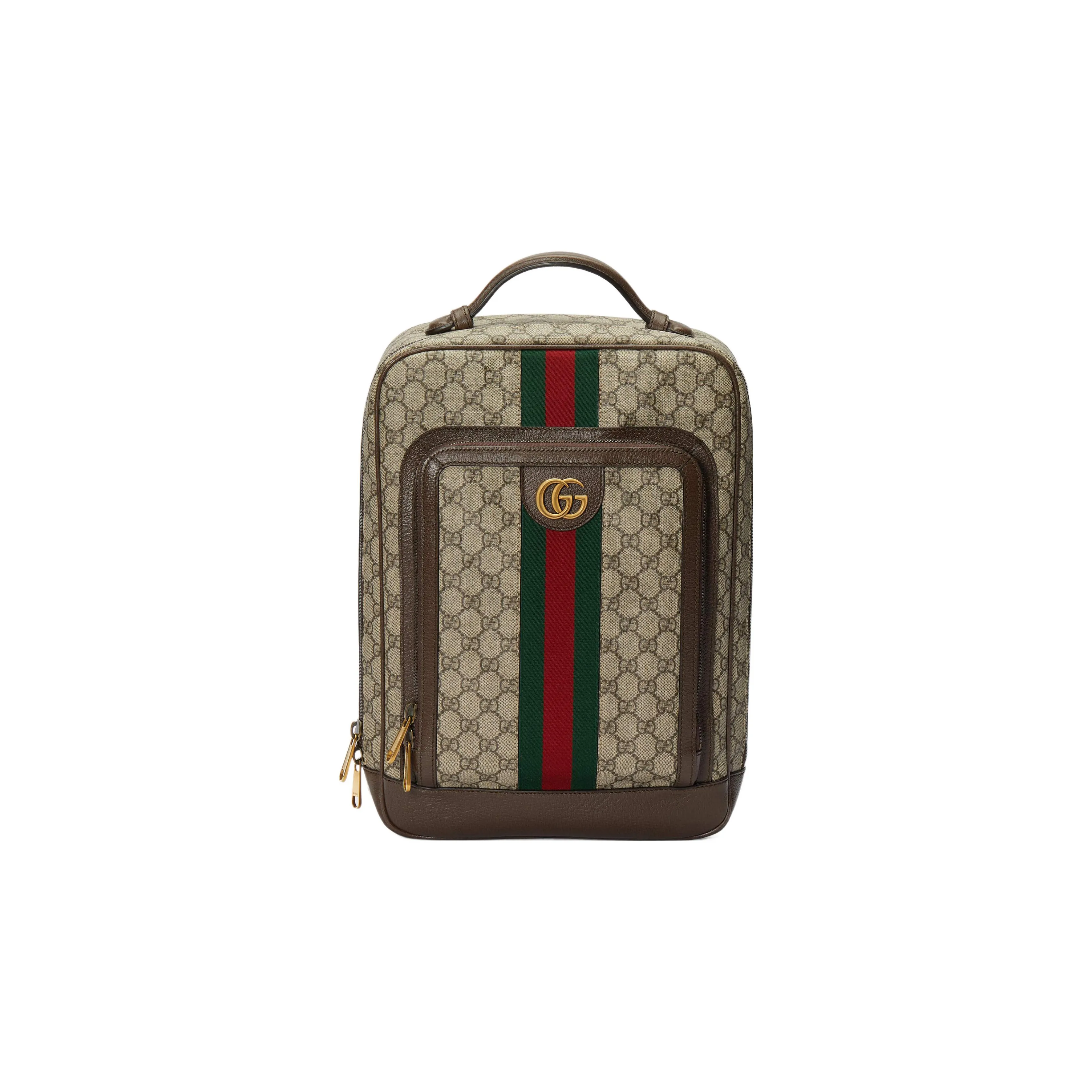GUCCI Ophidia Canvas With Leather Trim Backpack Medium Size Men's Brown