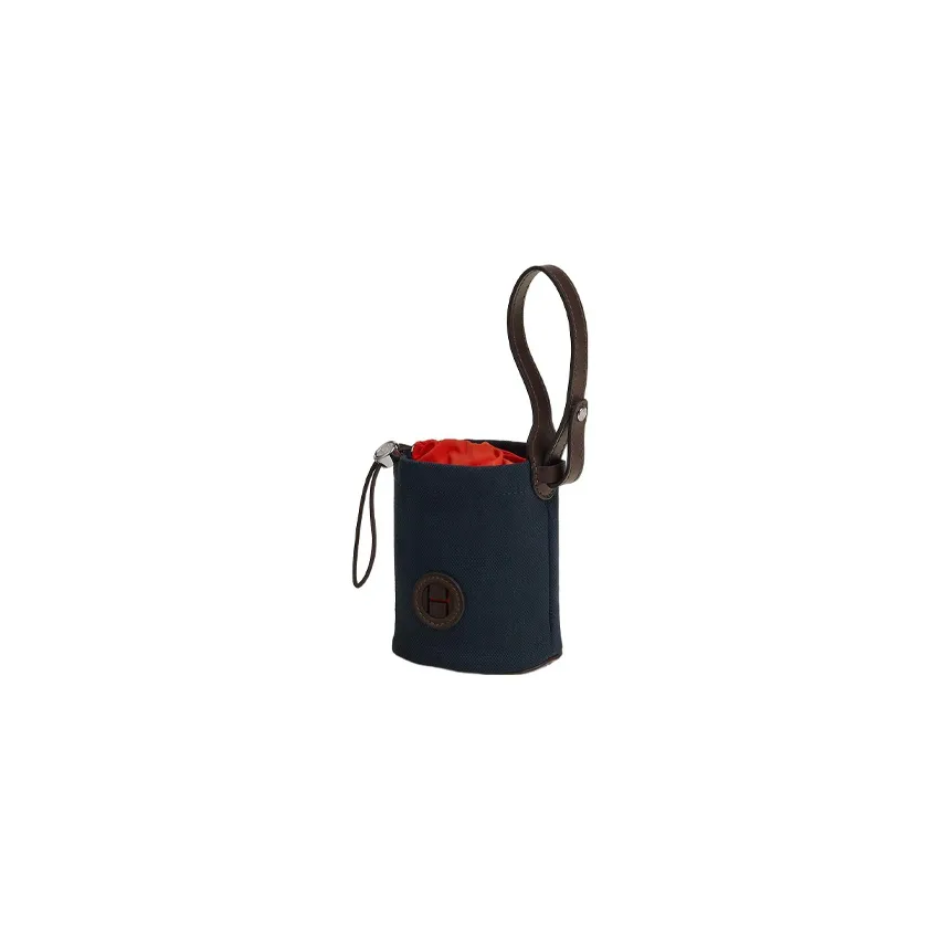 HERMES Coated Canvas With Leather Dog Bag Accessory Unisex Marine Blue