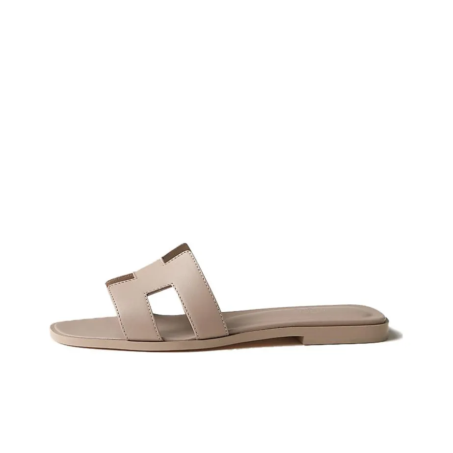 HERMES Slip Resistant Slide Slippers Women's Beige