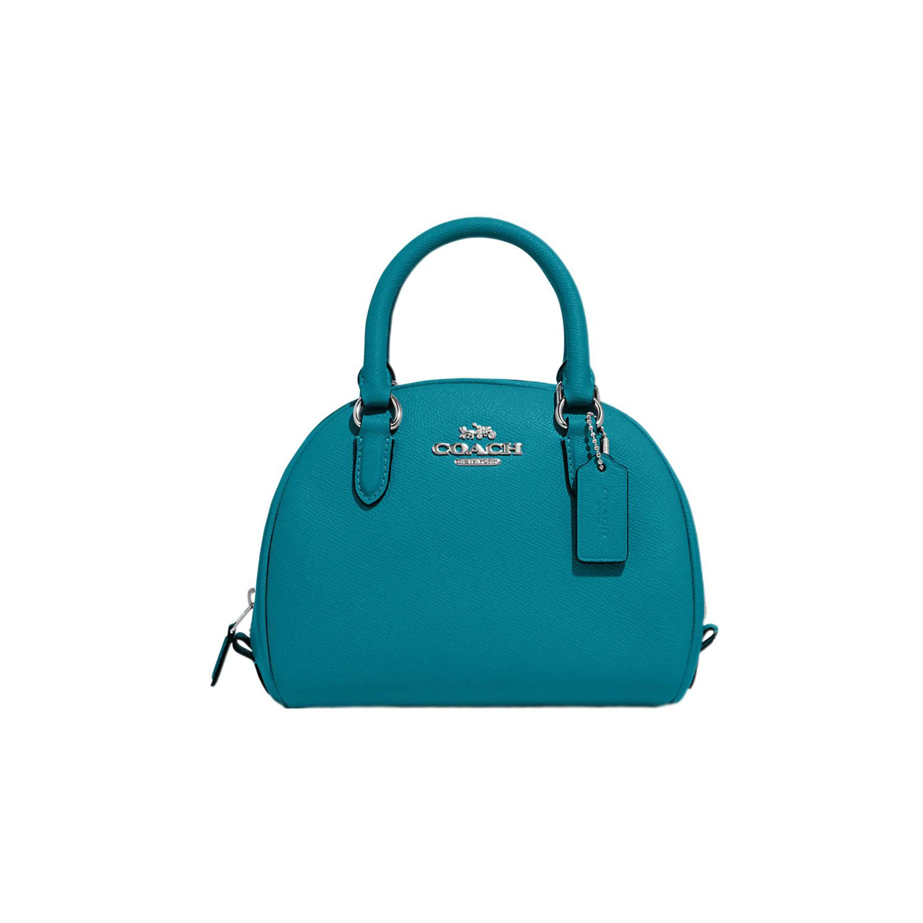 COACH Sydney Cross Grain Leather Dome Bag, Handbag, Crossbody Bag Small Size Women's Azure Blue