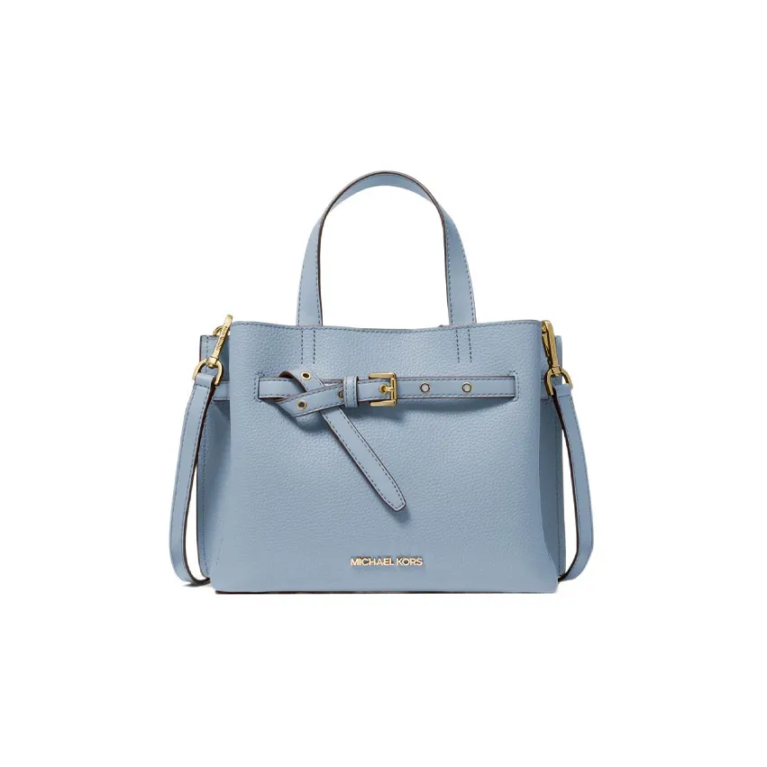 MICHAEL KORS Emilia Litchi Grain Leather Briefcase, Handbag, Shoulder Bag, Crossbody Bag Trumpets Women's Blue