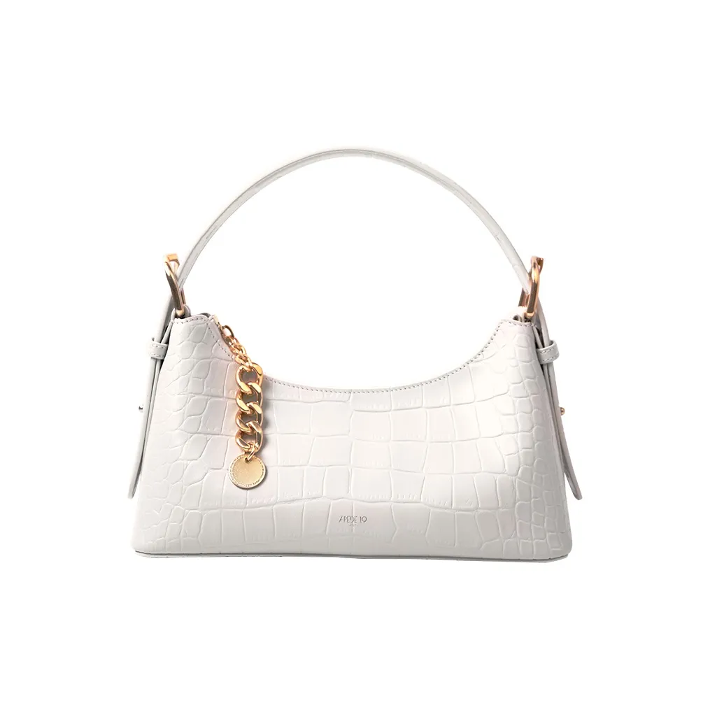 APEDE MOD Crocodile Pattern Cow Leather Crossbody Handbags Women's Ivory