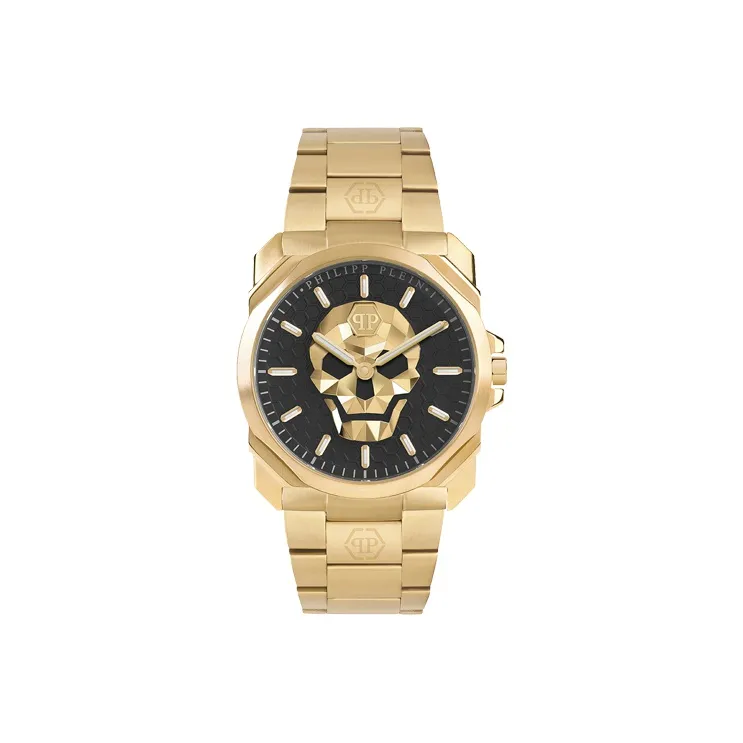 PHILIPP PLEIN Наручные часы Кварцевый механизм Металлический ремешок 40 мм Черный циферблат Мужские часы
