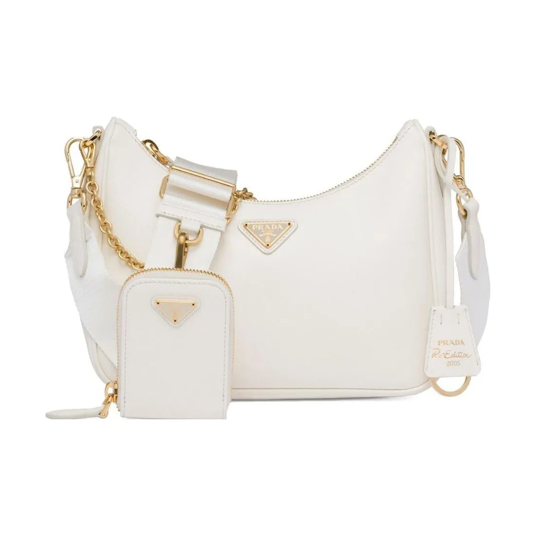 PRADA Leather Handbag Shoulder Bag Women's White