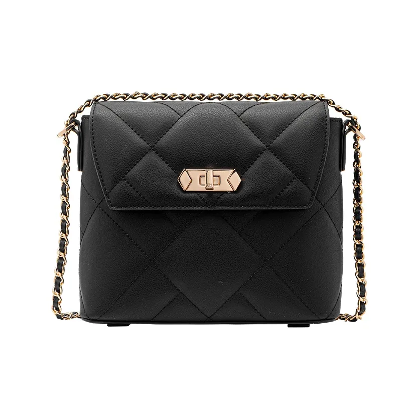 VANESSA HOGAN Lingge Series Сумка через плечо из коровьей кожи среднего размера женская черная