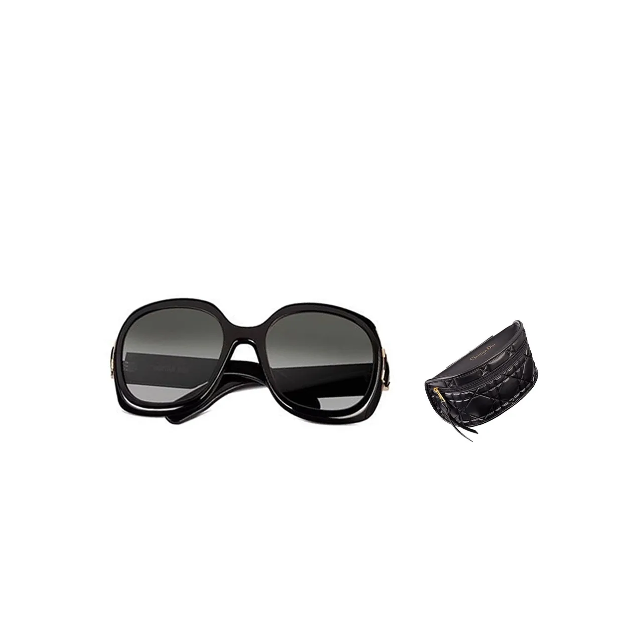 DIOR Plate Frame Irregular Shape Sunglasses Unisex Black