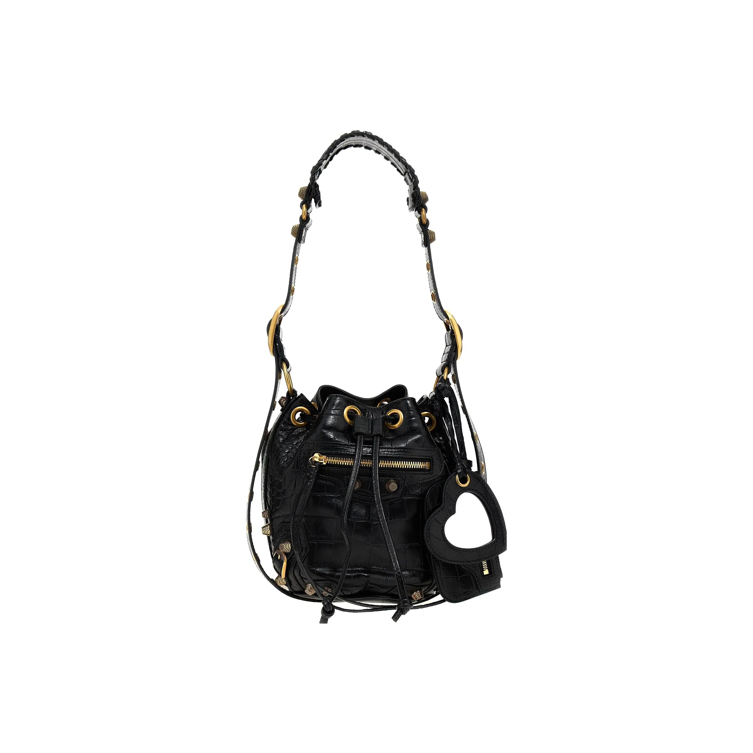 Balenciaga Le Cagole Cow Leather Bucket Bag Handbag Shoulder Bag Women's Black