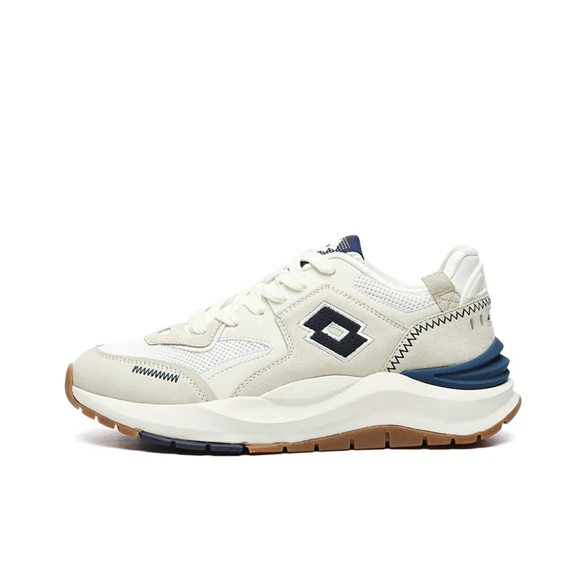 LOTTO Cushioning Anti-Slip And Wear-Resistant Low-Top Casual Shoes Men's Beige White Navy Blue