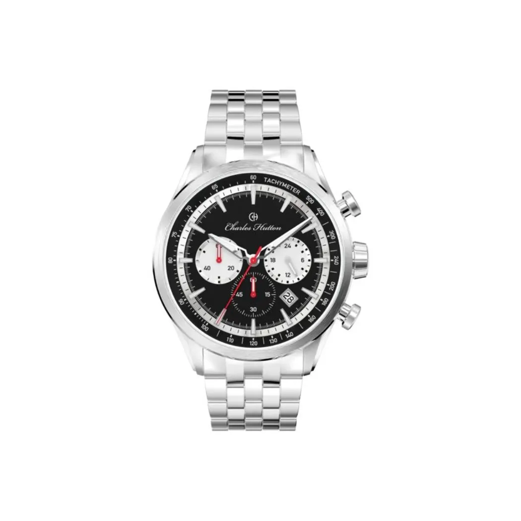 CHARLES HUTTON Aristocra Collection Мужские часы Кварцевый механизм Ремешок из нержавеющей стали 44 мм Черный циферблат