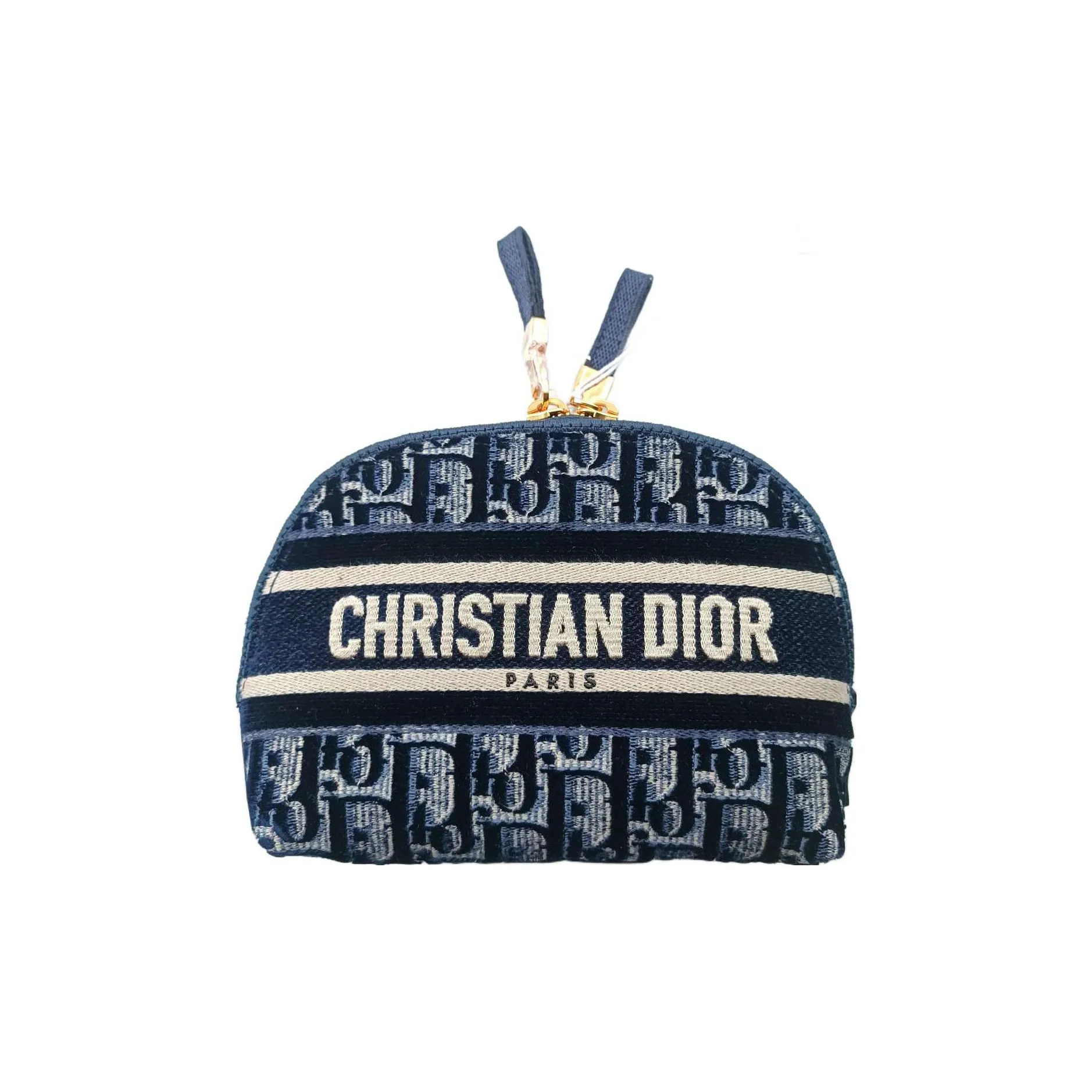 DIOR Velvet Oblique Surface Makeup Bag, Clutch Women's Dark Blue