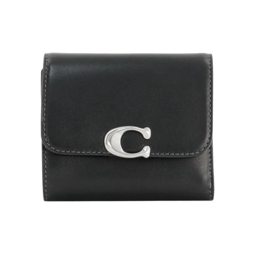 COACH Bandit Cow Leather Card Holder, Wallet Women's Black