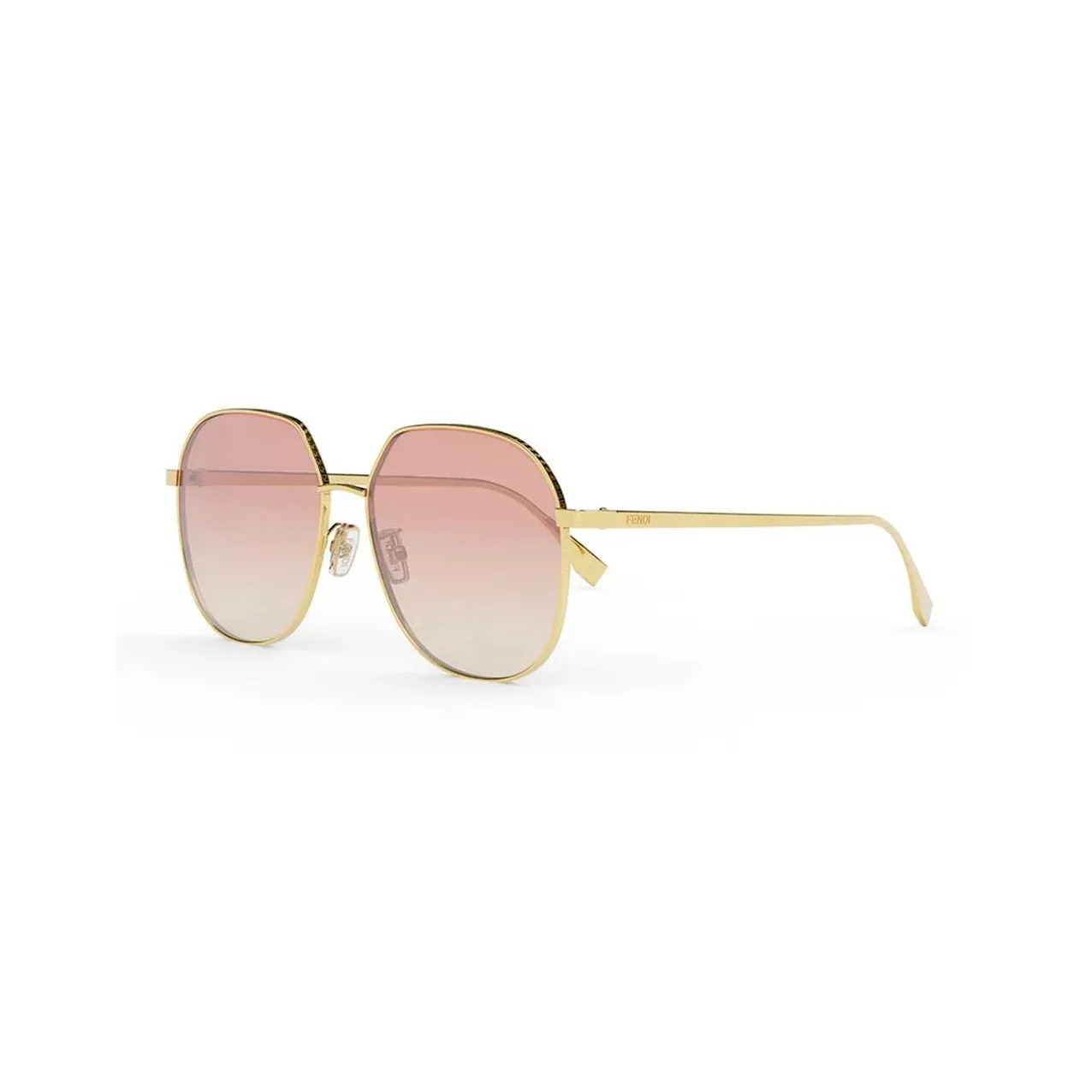 FENDI Plate Frame Irregular Shape Sunglasses Women's Gold