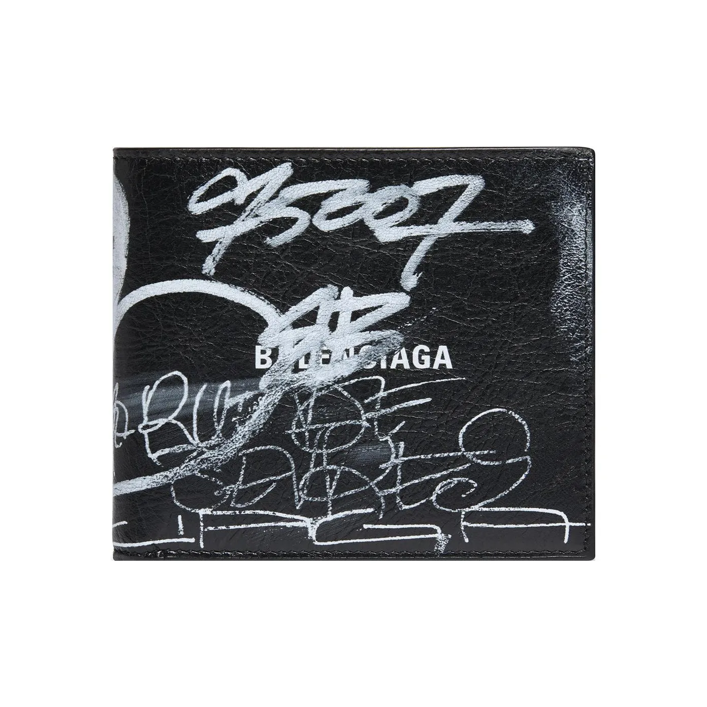 Balenciaga Square Folded Graffiti Wallet Black/White