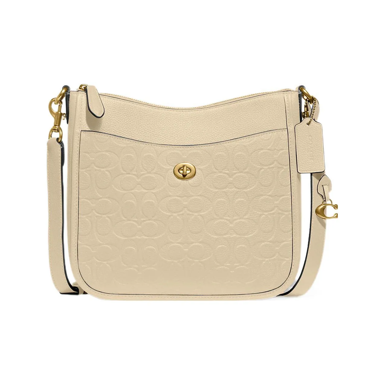 COACH Chaise Leather Messenger Bag, Shoulder Bag, Crossbody Bag Regular Women's Beige Yellow