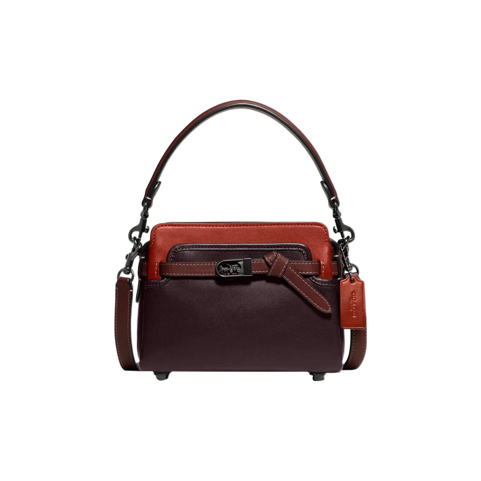 COACH Tate Кожа Сумка Сумка через плечо Сумка через плечо Маленькая Женская Красная и Темно-Коричневая