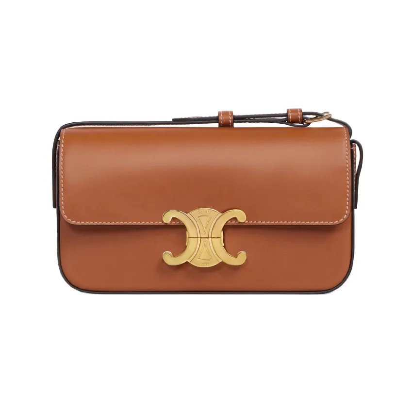 CELINE Triomphe Arc De Triomphe Matte Cow Leather Shoulder Bag, Portable Crossbody Bag Women's