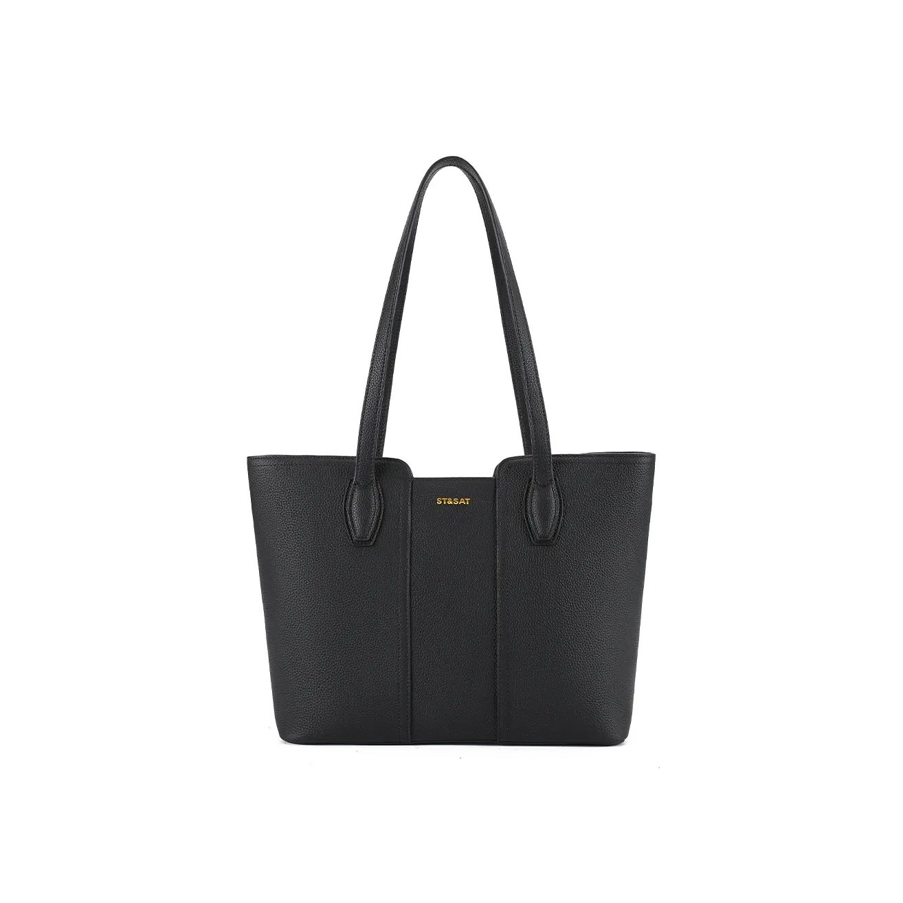 ST&SAT Genuine Leather Tote Handbag, Shoulder Bag Women's Black