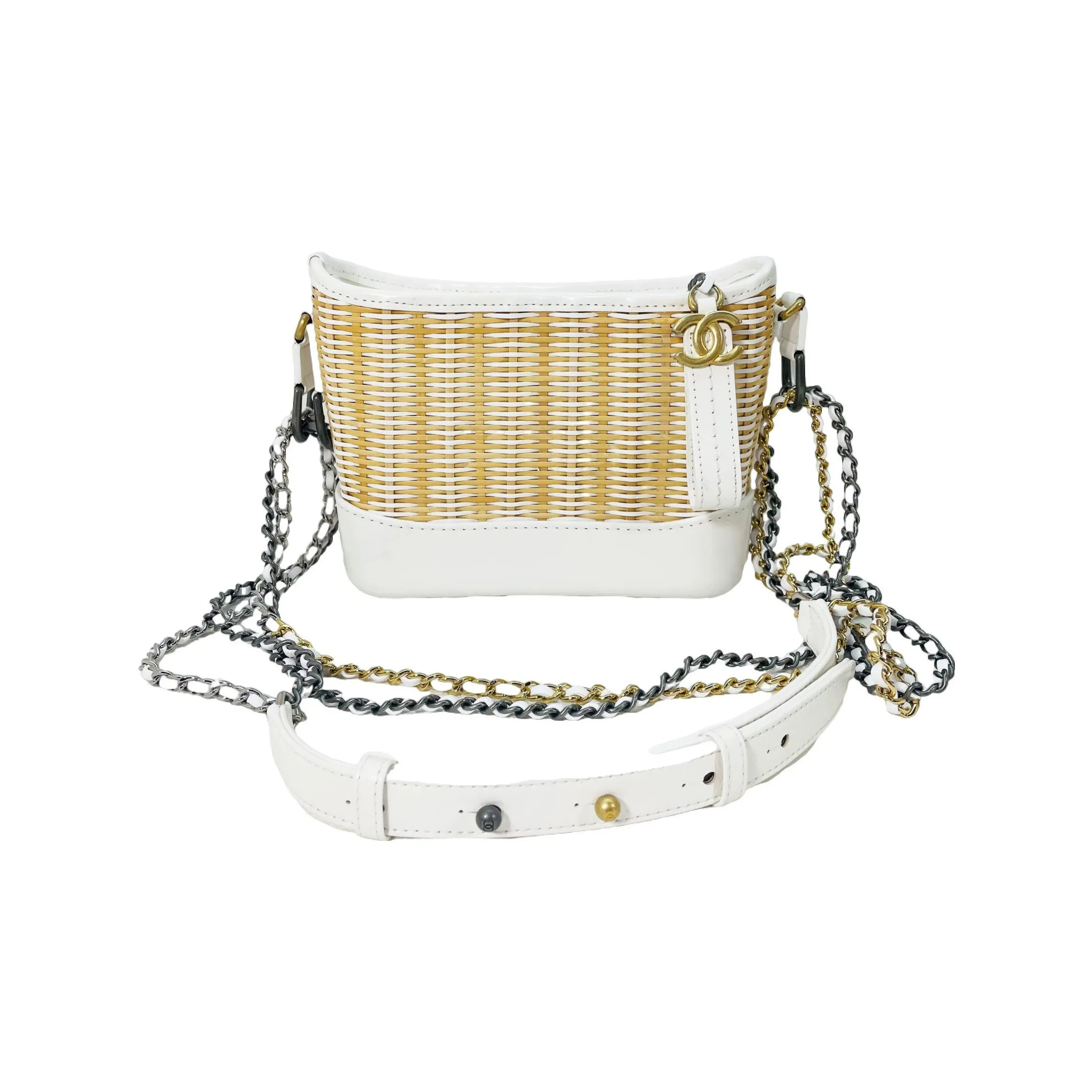 CHANEL Gabrielle Calfskin Crossbody Handbag, Shoulder Bag Trumpets Women's White