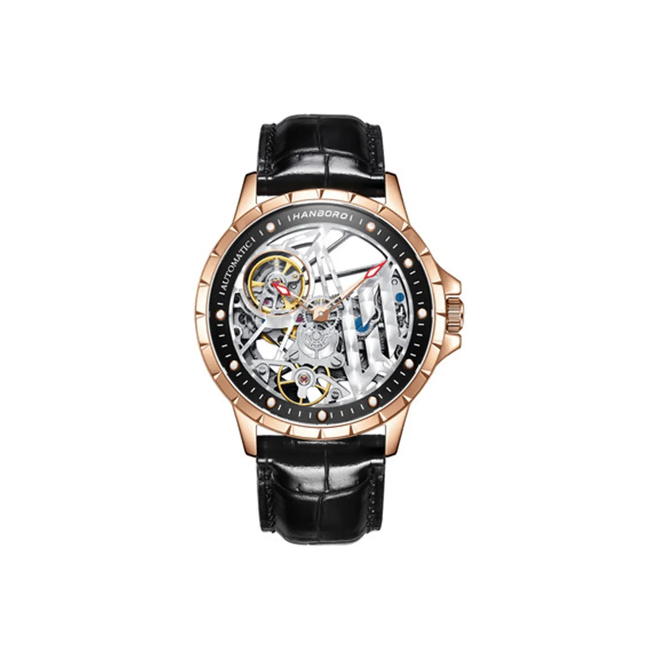 HANBORO Hollow Series Автоматический Механический Механизм Часы Мужские Часы Черепный Циферблат HBR906,1 MH