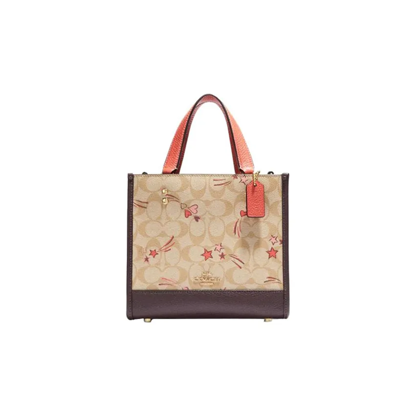 COACH Dempsey PVC Tote Bag Shopping Bag Crossbody Bag Shoulder Bag Handbag Small Size Women's Dark Brown & Khaki