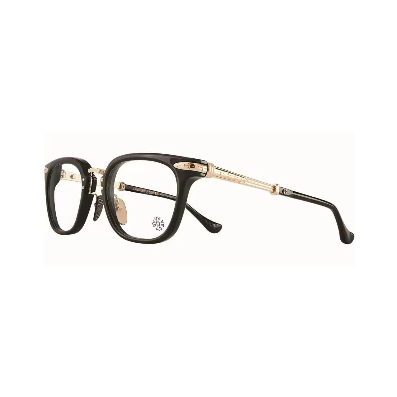 Chrome Hearts Plate And Metal Irregular Shape Eyeglass Frames Unisex Black