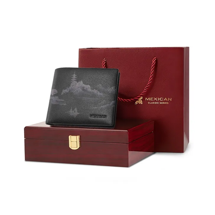 MEXICAN Nappa Genuine Leather Wallet Men's Black